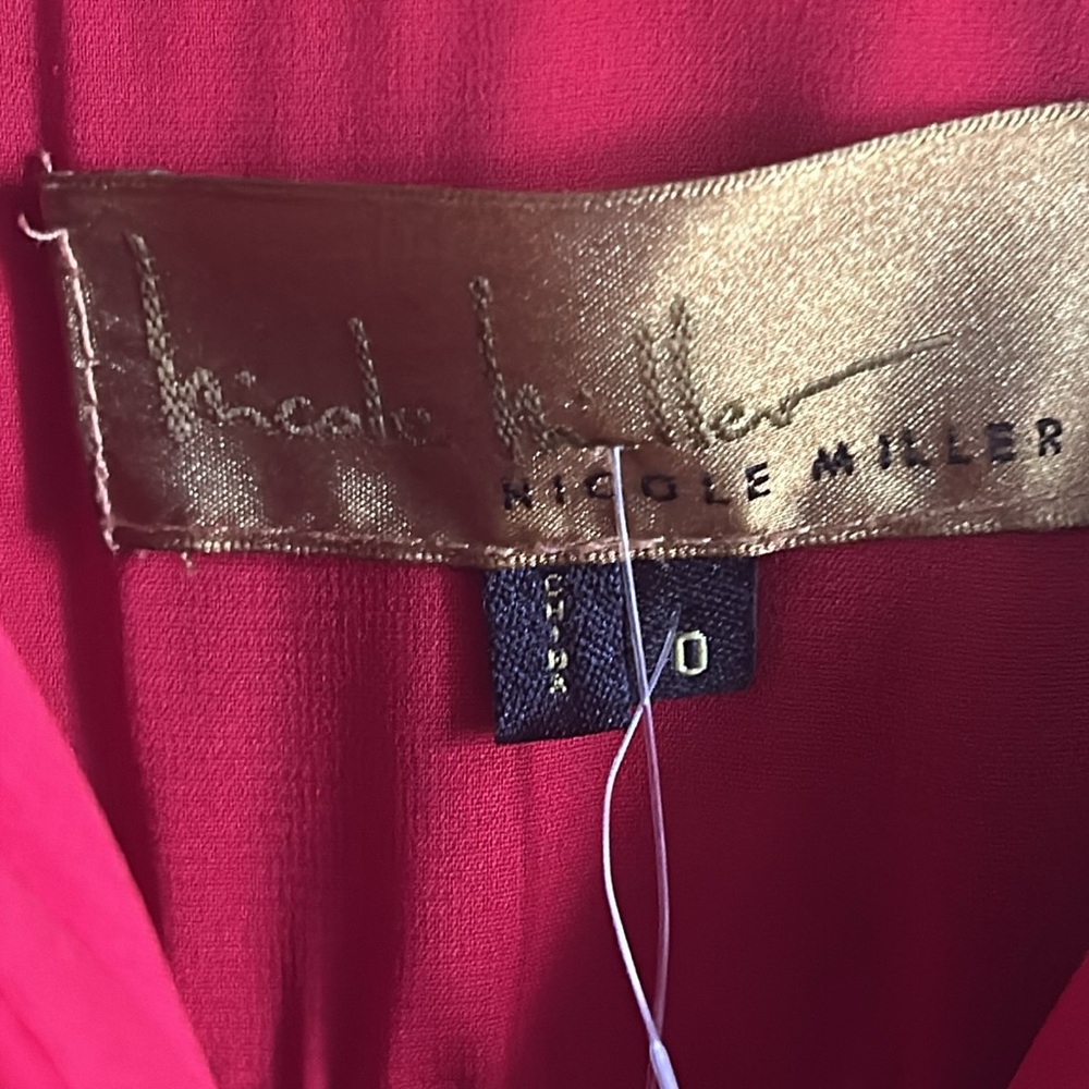 New Nicole Miller Red Silk Ruched Pleated Sleeveless Midi Dress Valentine’s Day - Picture 6 of 16